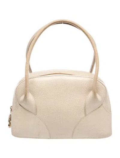 Pre-owned Loewe Leather Top Handle Bag Vintage In Neutral