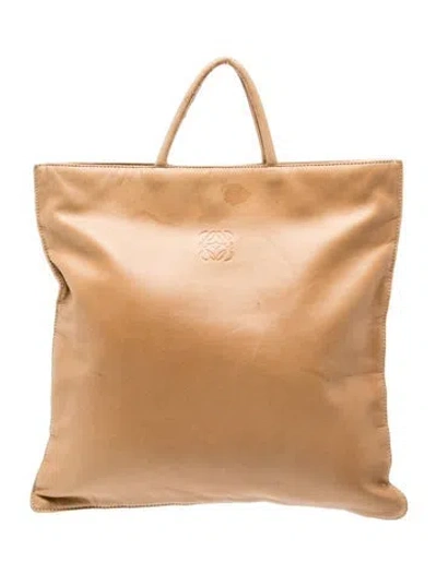 Pre-owned Loewe Leather Top Handle Bag Vintage In Neutral