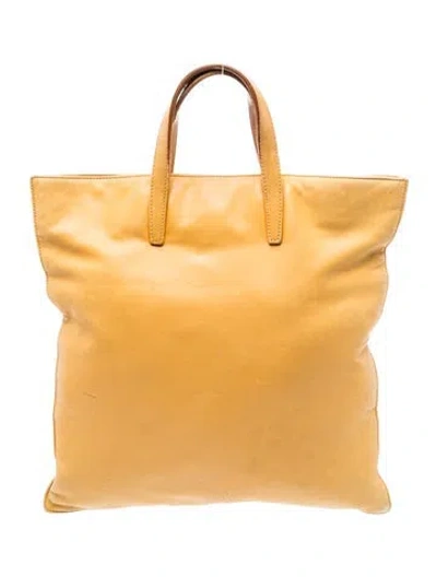 Pre-owned Loewe Leather Top Handle Bag In Yellow