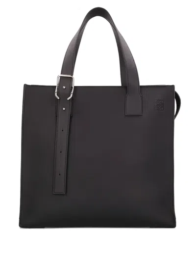 Loewe Leather Tote Bag In Black