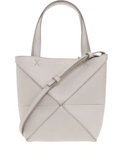 Loewe Leather Tote Bag In Gray