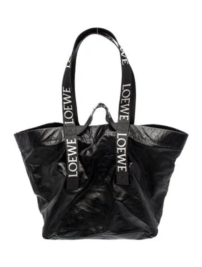 Pre-owned Loewe Leather Tote In Black