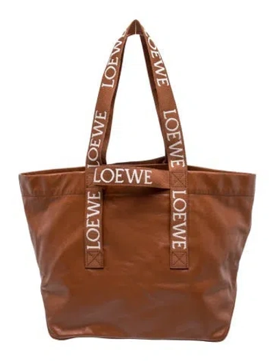 Pre-owned Loewe Leather Tote In Brown