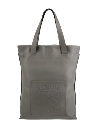 Pre-owned Loewe Leather Tote In Gray