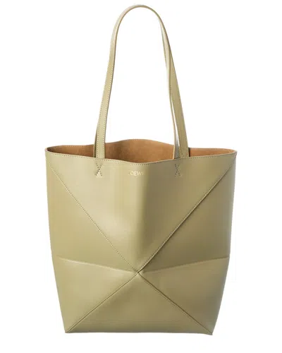 Loewe Leather Tote In Green