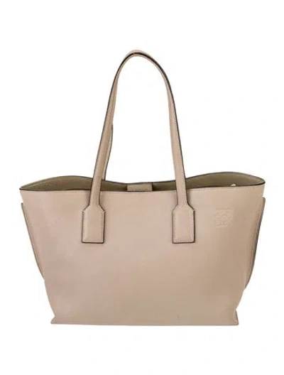 Pre-owned Loewe Leather Tote In Neutral