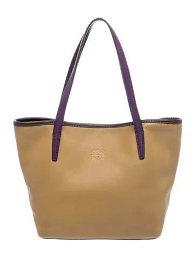Pre-owned Loewe Leather Tote In Neutral