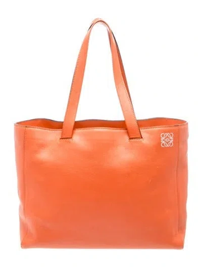 Pre-owned Loewe Leather Tote In Orange