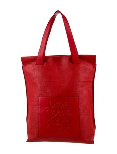 Pre-owned Loewe Leather Tote In Red