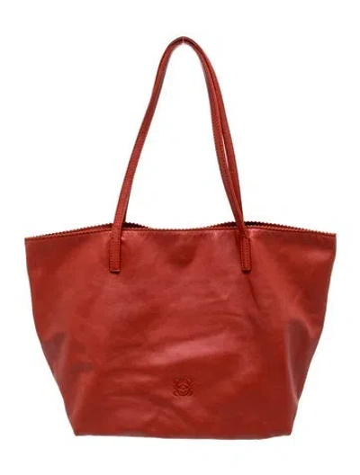 Pre-owned Loewe Leather Tote In Red