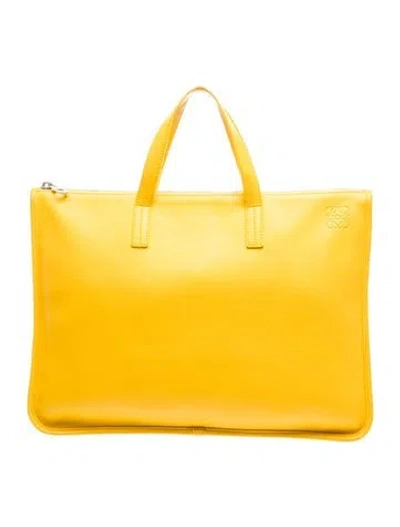 Pre-owned Loewe Leather Tote In Yellow