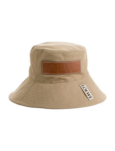 Pre-owned Loewe Leather Trim Bucket Hat In Neutrals