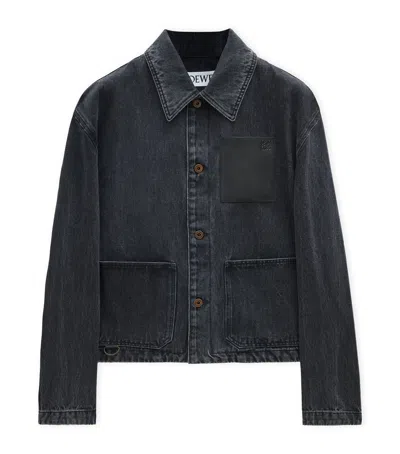 LOEWE LEATHER-TRIM DENIM JACKET