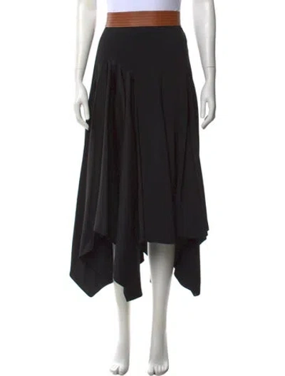 Pre-owned Loewe Leather Trim Embellishment Long Skirt In Black