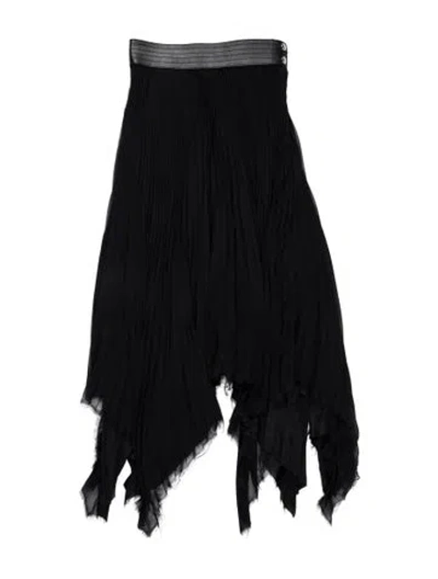 Pre-owned Loewe Leather Trim Embellishment Midi Length Skirt In Black
