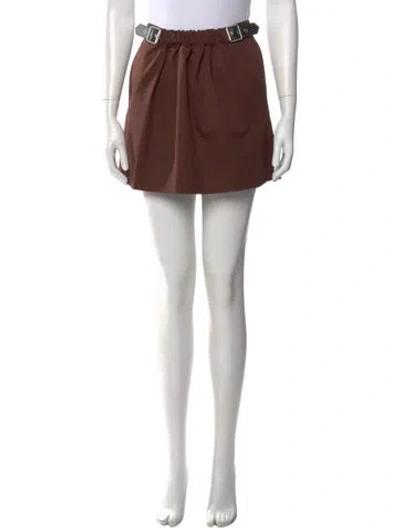 Pre-owned Loewe Leather Trim Embellishment Mini Skirt W/ Tags In Brown