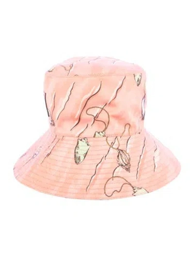 Pre-owned Loewe Leather Trim Logo Accent Bucket Hat In Pink