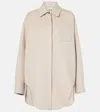 Loewe Leather-trimmed Wool And Cashmere Overshirt In Beige