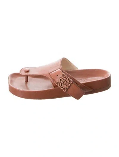 Pre-owned Loewe Leather T-strap Sandals In Neutral