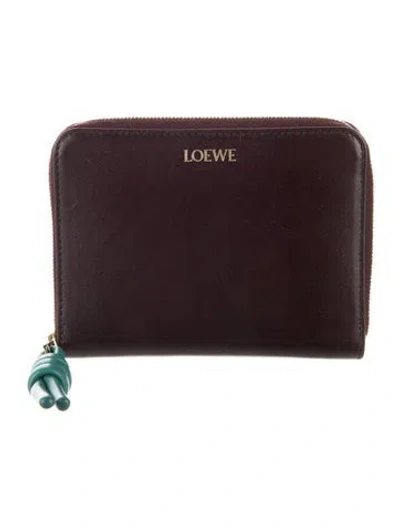 Pre-owned Loewe Leather Wallet In Burgundy