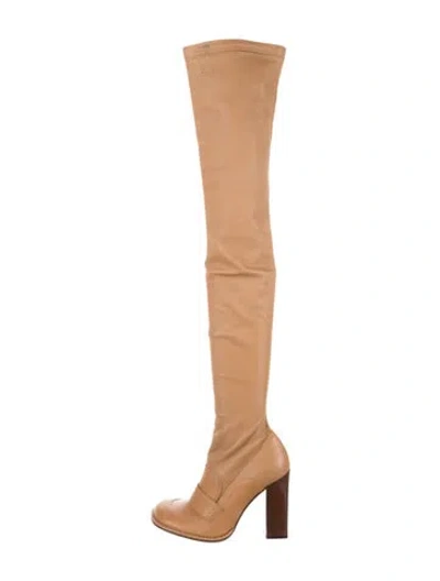 Pre-owned Loewe Leather Whipstitch Trim Boots In Brown