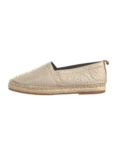 Pre-owned Loewe Leather Whipstitch Trim Espadrilles In Neutral