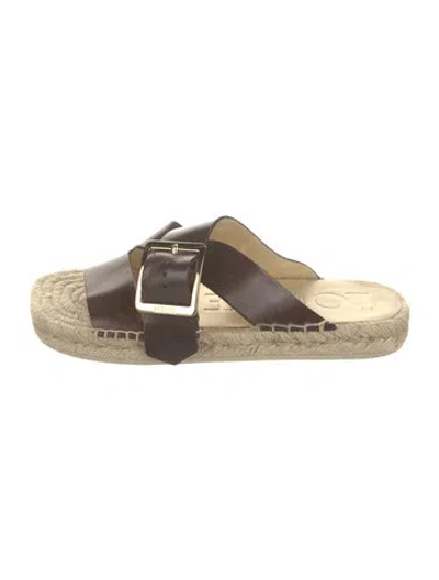 Pre-owned Loewe Leather Whipstitch Trim Slides In Neutrals