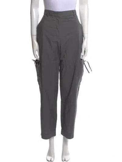 Pre-owned Loewe Leather Wide Leg Pants In Gray