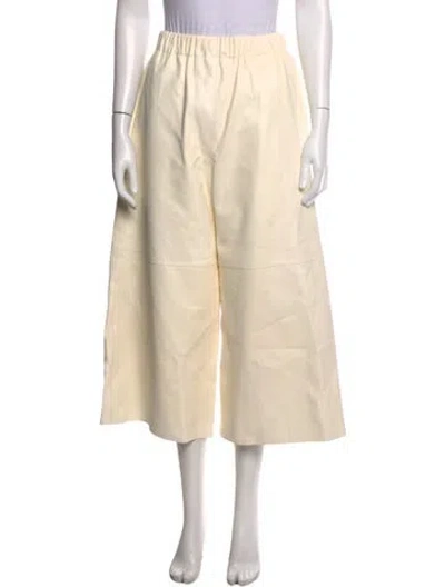 Pre-owned Loewe Leather Wide Leg Pants In Neutrals