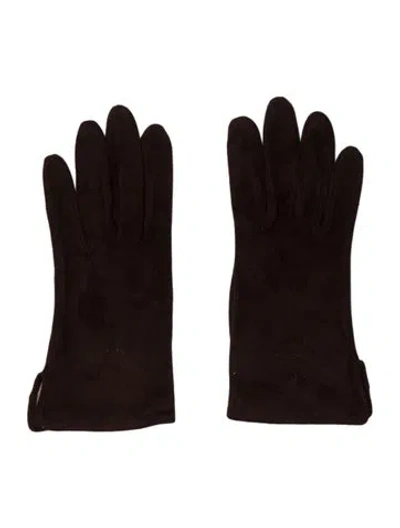 Pre-owned Loewe Leather Winter Gloves In Brown