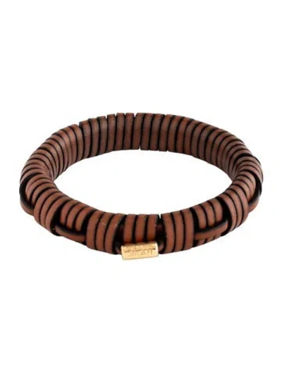 Pre-owned Loewe Leather Woven Bangle Bracelet, 7.5" In Multi