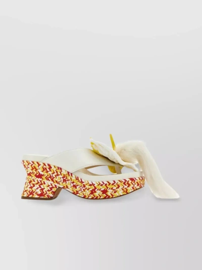 Loewe Leather Woven Thong Sandals In Cream