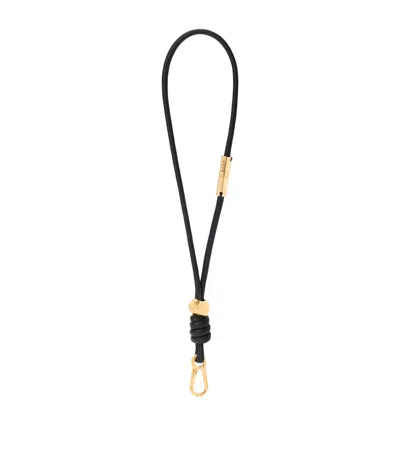 Loewe Leather Wristlet Strap In Black
