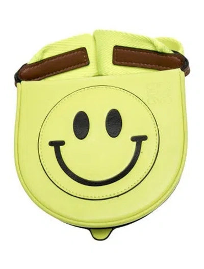 Pre-owned Loewe Leather X Smiley Paula Ibiza Heel Pouch In Yellow