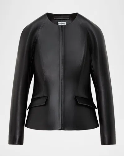 Loewe Leather Zip Jacket In Black
