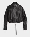 Loewe Balloon Zip-up Leather Jacket In Black