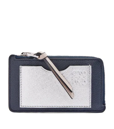 Loewe Leather Zipped Card Holder In Navy