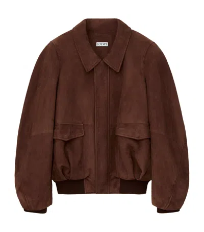 Loewe Leather-blend Bomber Jacket In Brown
