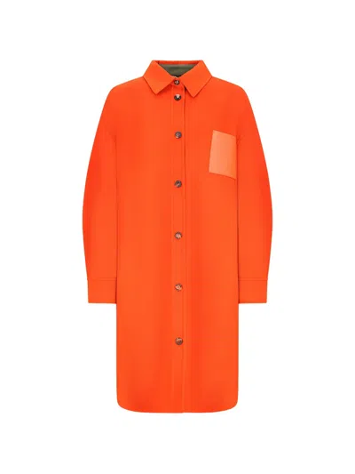 Loewe Leather-patch Button-down Coat In Red