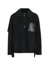 Loewe Leather-patch Cape-style Jacket In Black
