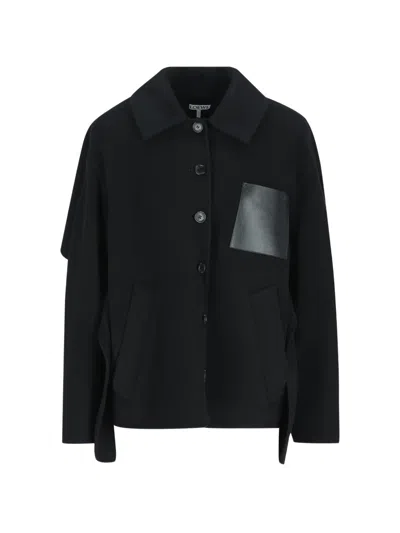 LOEWE LEATHER-PATCH CAPE-STYLE JACKET