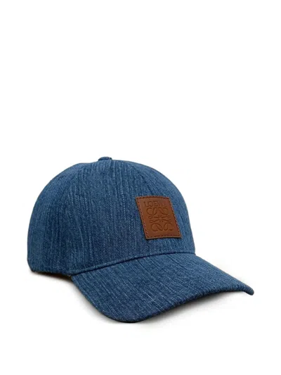 Loewe Leather-patch Denim Cap In Blue