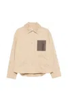 Loewe Leather-patch Drawstring Jacket In Neutral