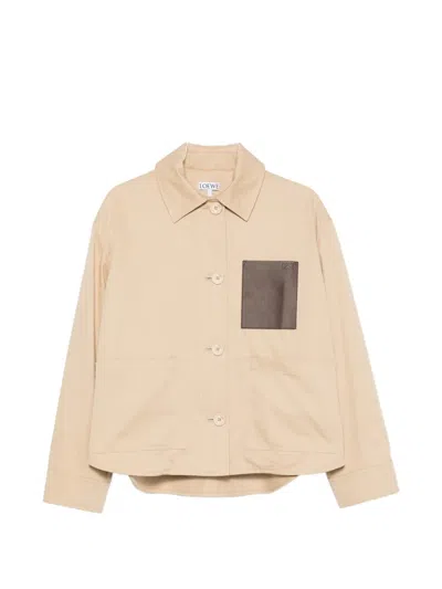 LOEWE LEATHER-PATCH DRAWSTRING JACKET