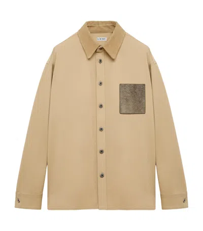 Loewe Leather-trim Overshirt In Animal Print