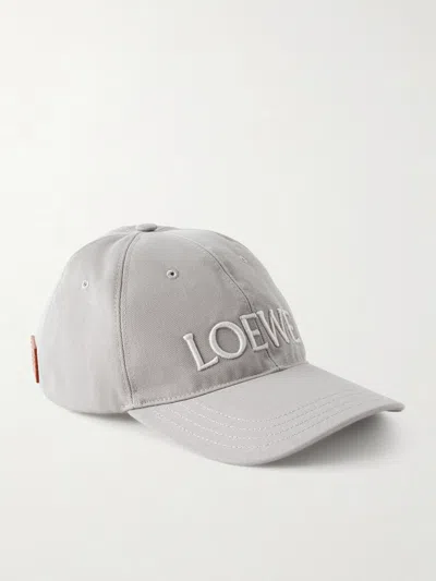 Loewe Leather-trimmed Cotton Baseball Cap In Green