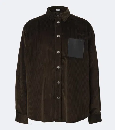 Loewe Leather-trimmed Cotton-corduroy Overshirt In Brown