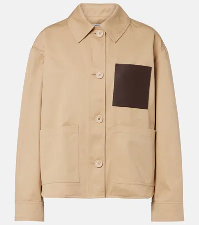 Loewe Leather-trimmed Cotton Jacket In Neutral