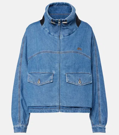 Loewe Leather-trimmed Denim Jacket In Blue
