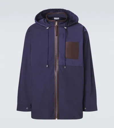 Loewe Navy Technical Microripstop Hooded Jacket In Blue